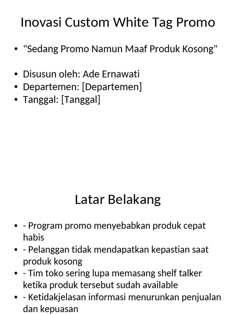 Inovasi Custom White Tag Promo | PDF
