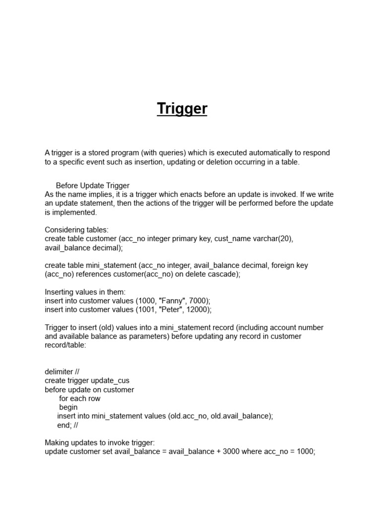 SQL Triggers and Views Explained | PDF | Parameter (Computer ...
