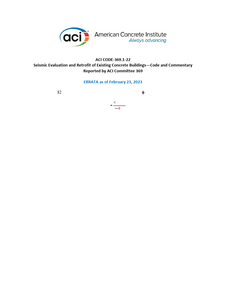 Seismic Retrofit Code ACI 369.1-22 | PDF