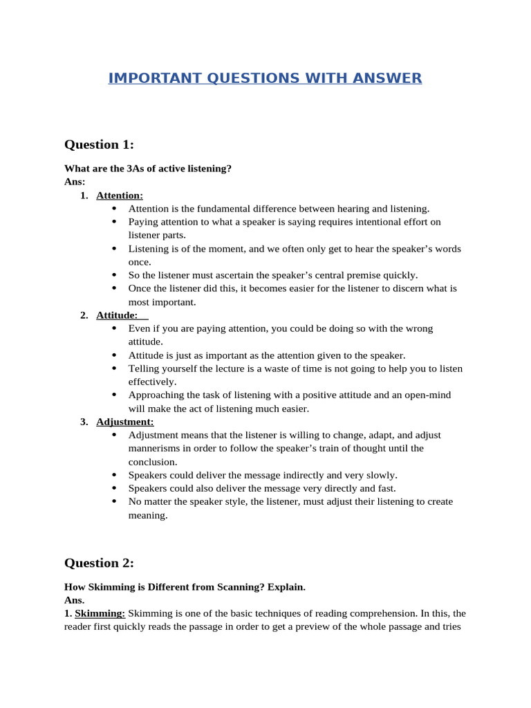 Active Listening and Communication Skills | PDF | Body Language ...
