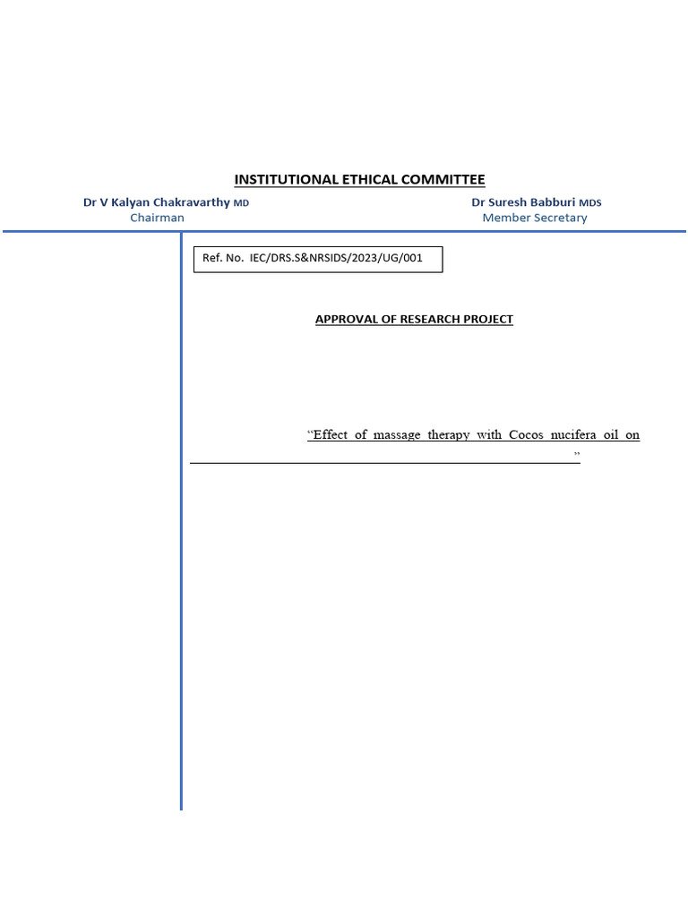 Approval of Reseach Project - Icmr 2023 | PDF | Doctor Of Medicine ...