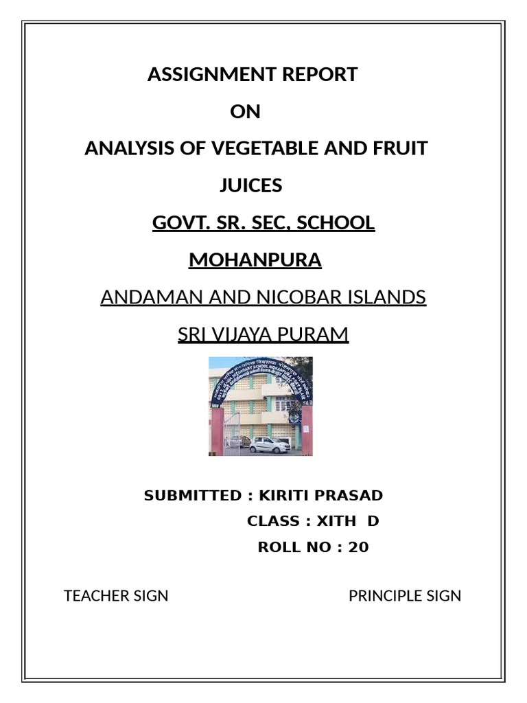 ASSIGNMENT REPORT PRASAD | PDF | Nutrition | Diet & Nutrition
