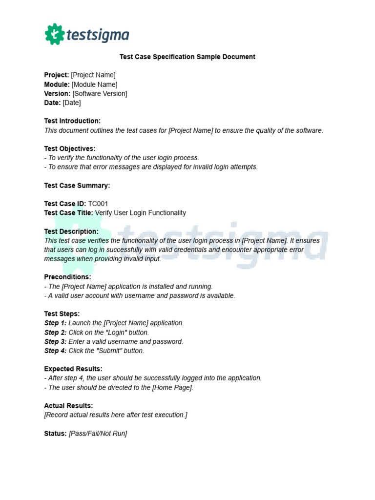 Test Case Specification for User Login | PDF | Login | User (Computing)