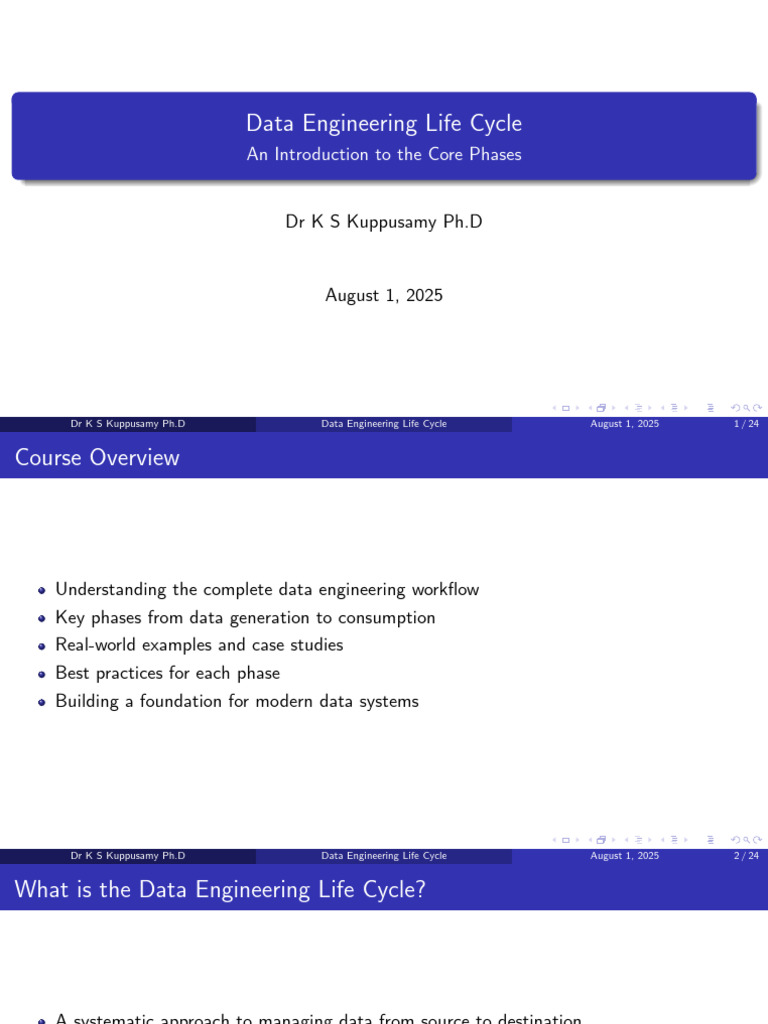Data Engineering Life Cycle Overview | PDF | Life Cycle Assessment | Data