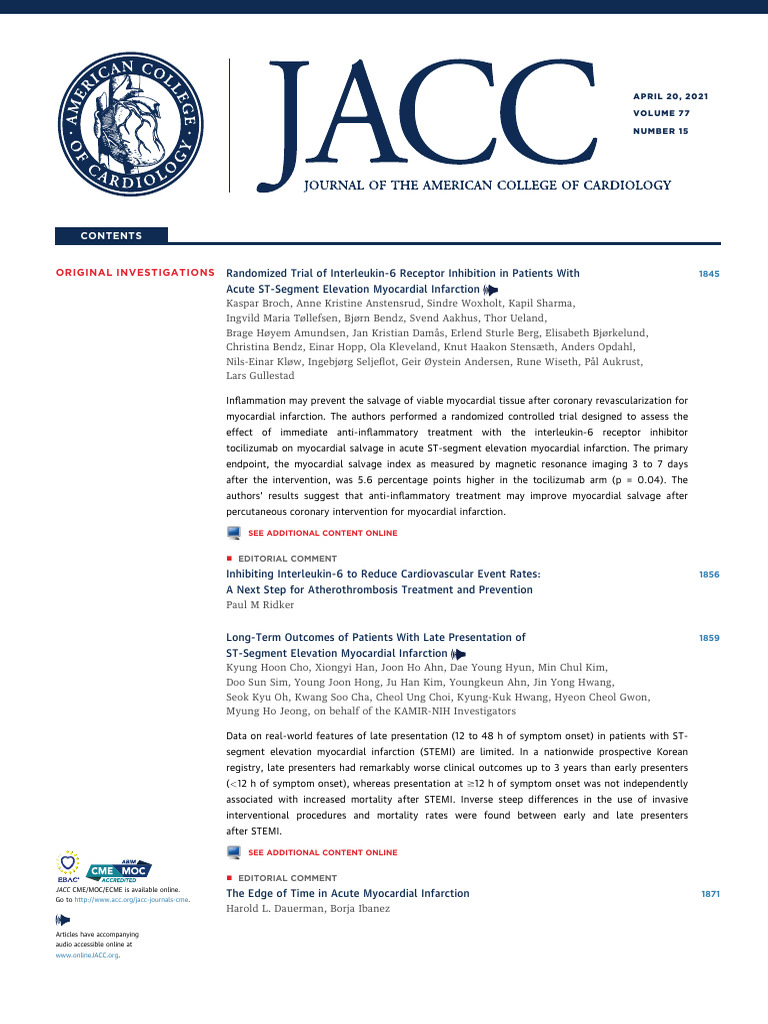 Contents 2021 Journal of the American College of Cardiology | PDF ...