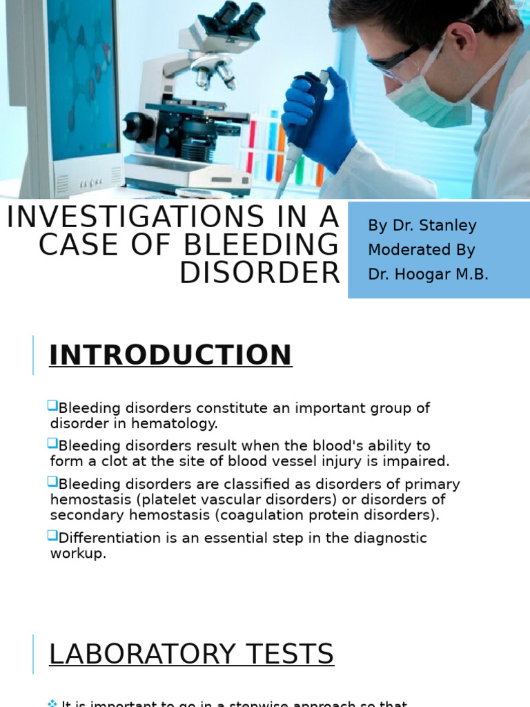 Investigation of a Bleeding Disorder | PDF | Coagulation | Platelet