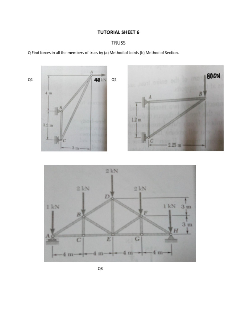 Truss Forces: Methods of Joints & Sections | PDF