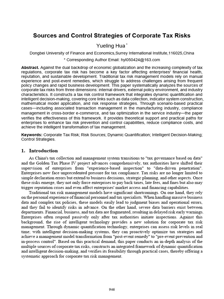 Corporate Tax Risk Control Strategies | PDF | Taxes | Risk