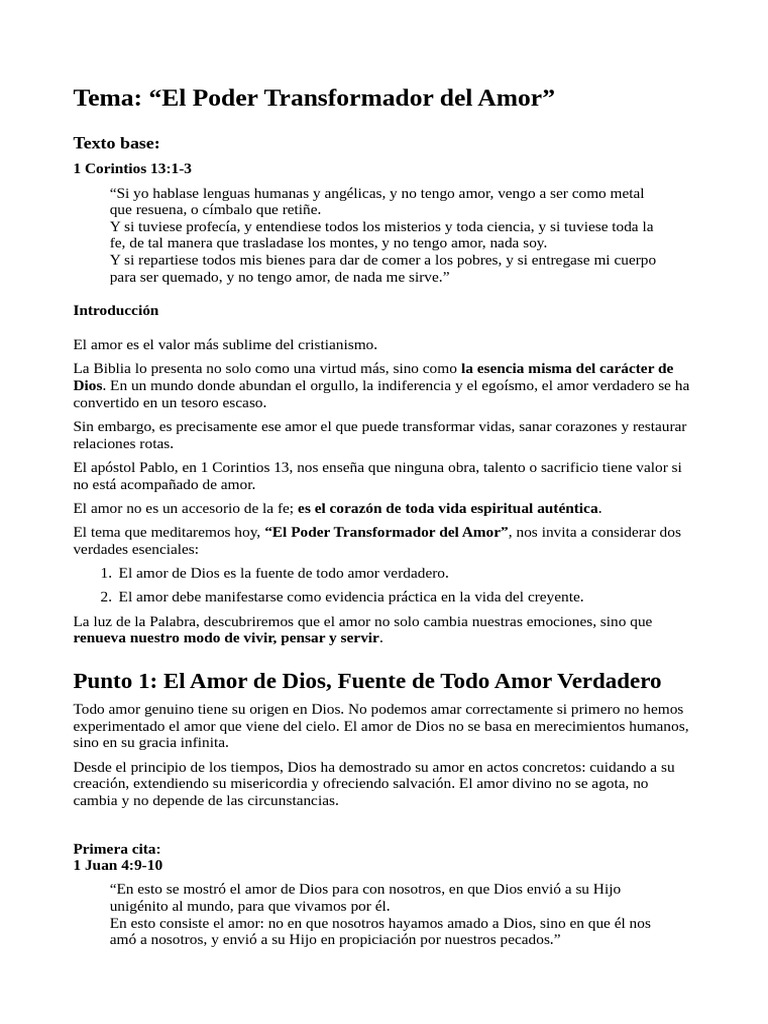 El Amor: Fuerza Transformadora Cristiana | PDF | Amor | Fe