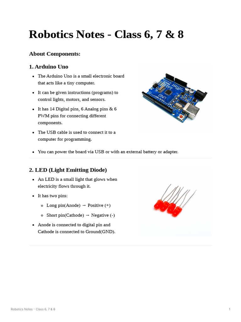 Robotics Notes 6- 7 - 8 | PDF | Arduino | Sensor