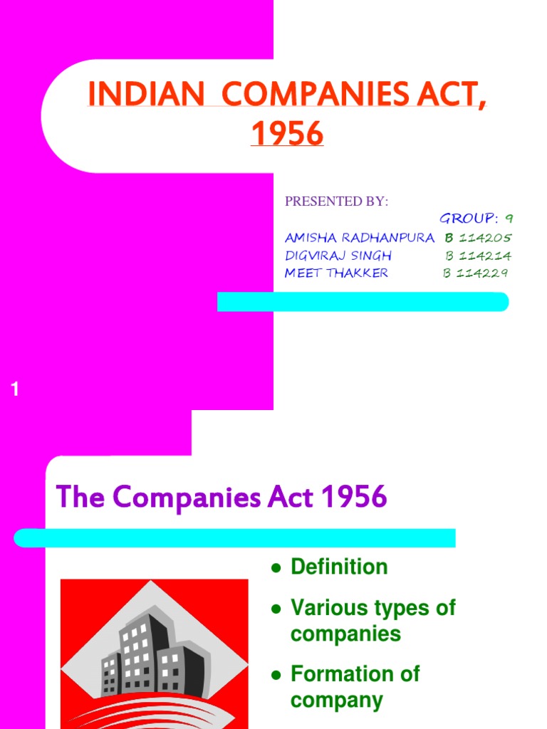 Indian Companies Act 1956 PDF Companies Corporations