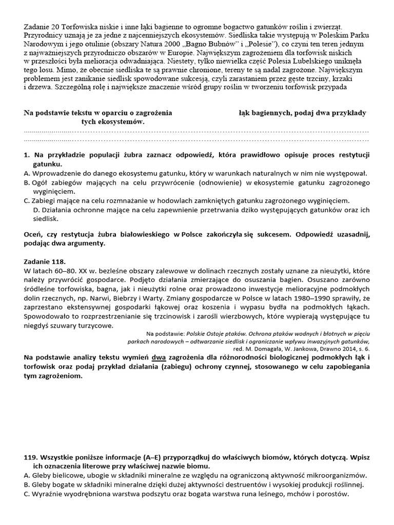 Zadania - Ochrona Przyrody | PDF