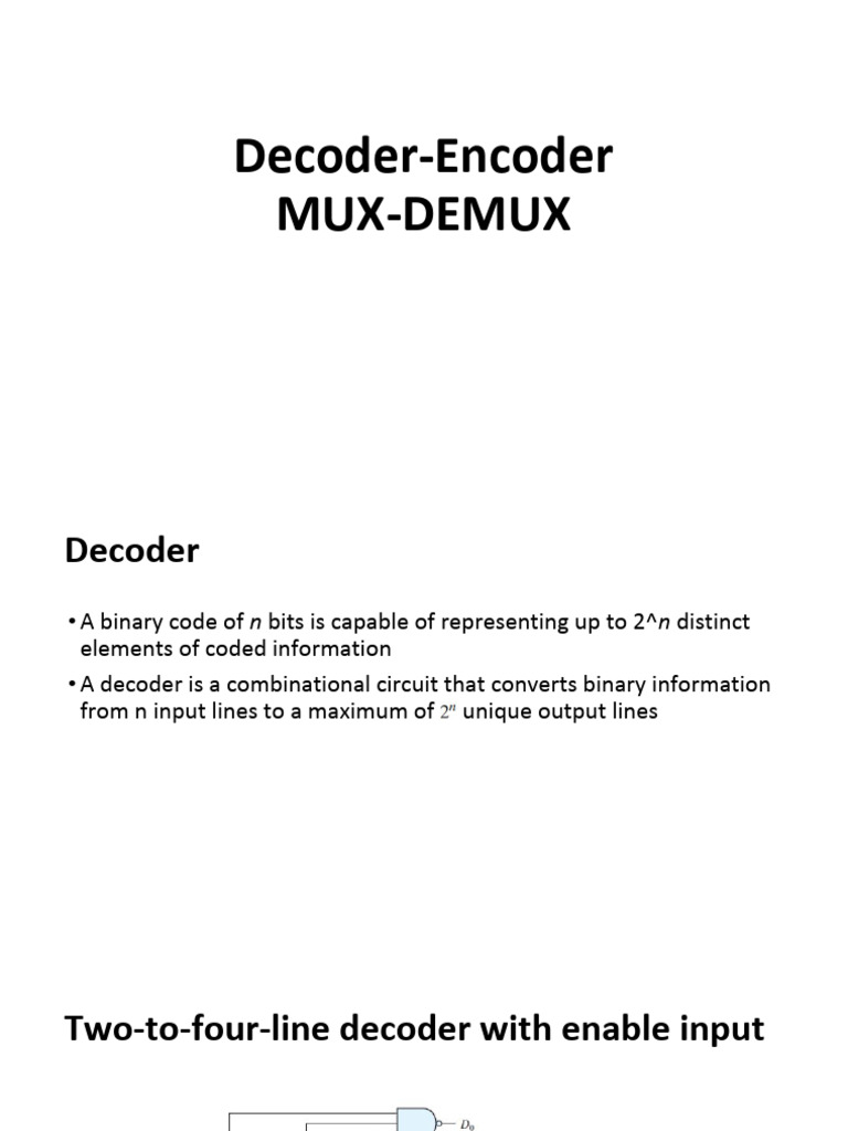 Decoder and Multiplexer Overview | PDF | Digital Electronics | Computer ...