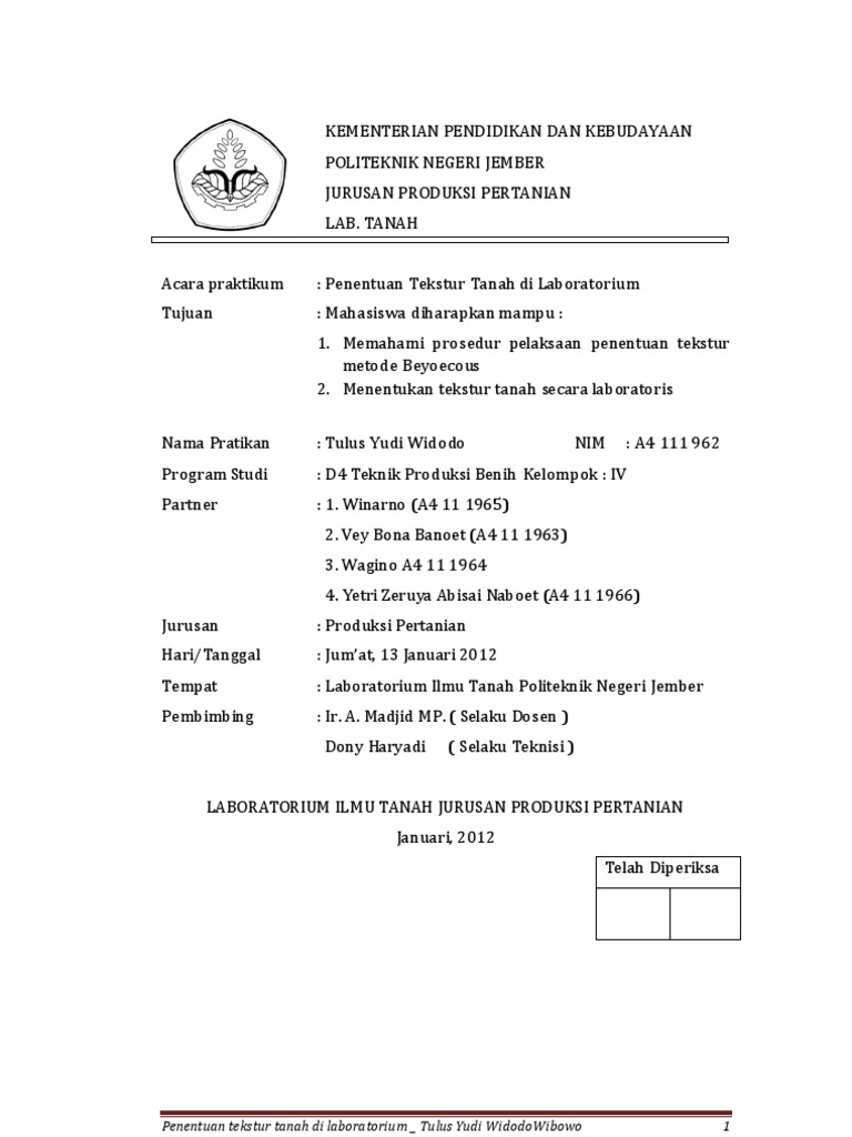 Laporan Praktikum Tekstur N Warna Tanah Winarno