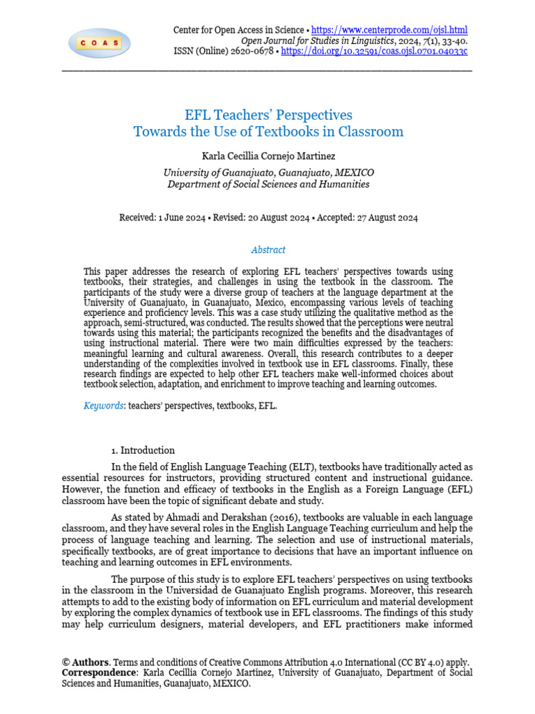 EFL Teachers' Views on Textbook Use | PDF | English As A Second Or ...