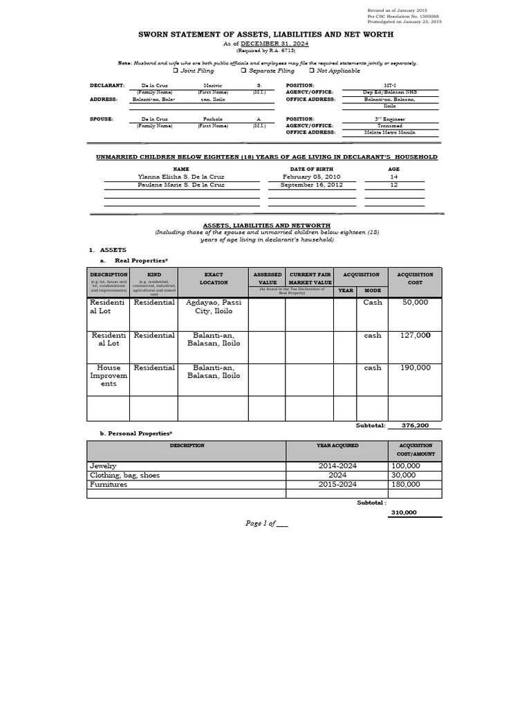 2015 Saln Form | PDF