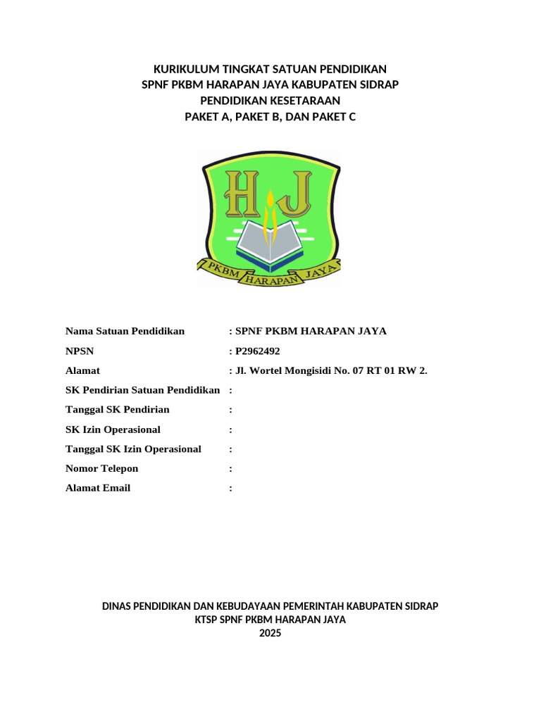 Kurikulum Pendidikan Kesetaraan SPNF PKBM | PDF