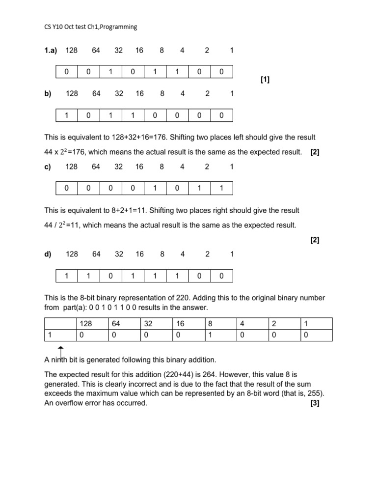 Y10 Programming Test: Binary & Compression | PDF | Data Compression ...