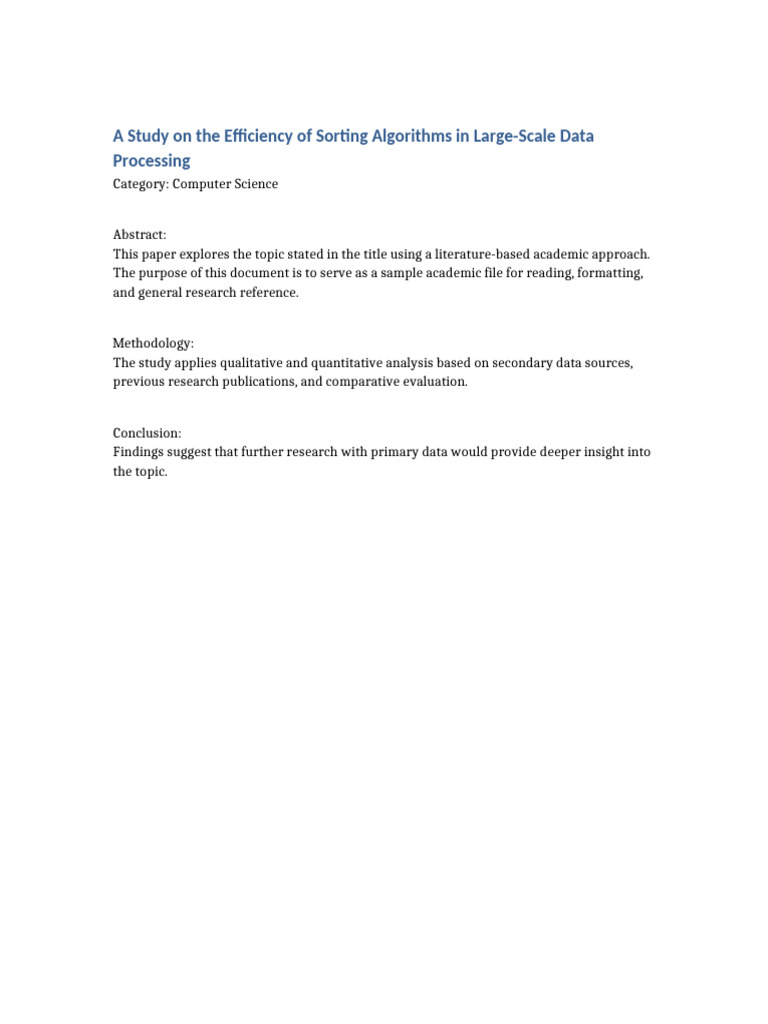 Efficiency of Sorting Algorithms in Data Processing | PDF
