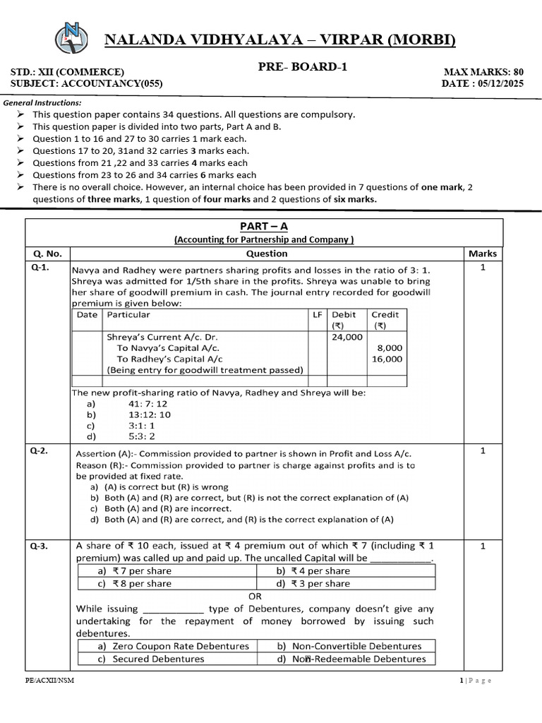 Pre Board 1 Copy | PDF