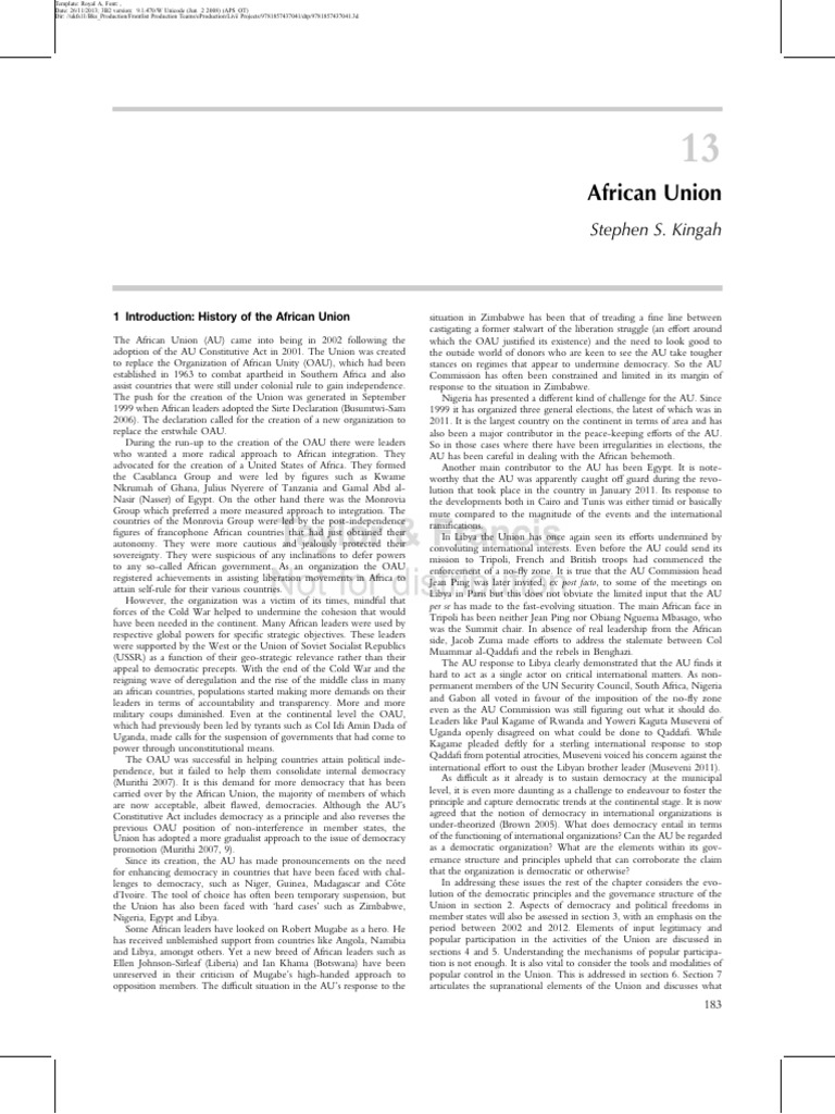 History and Democracy in the African Union | PDF | African Union ...