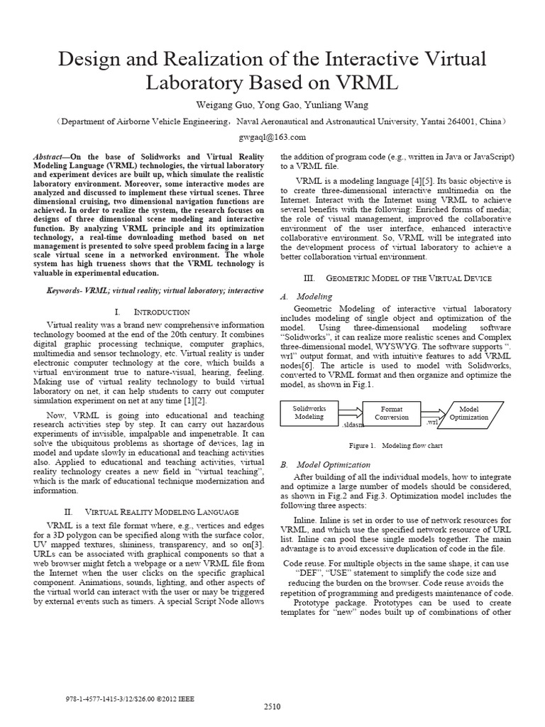 VRML-Based Interactive Virtual Laboratory | PDF | Virtual Reality ...