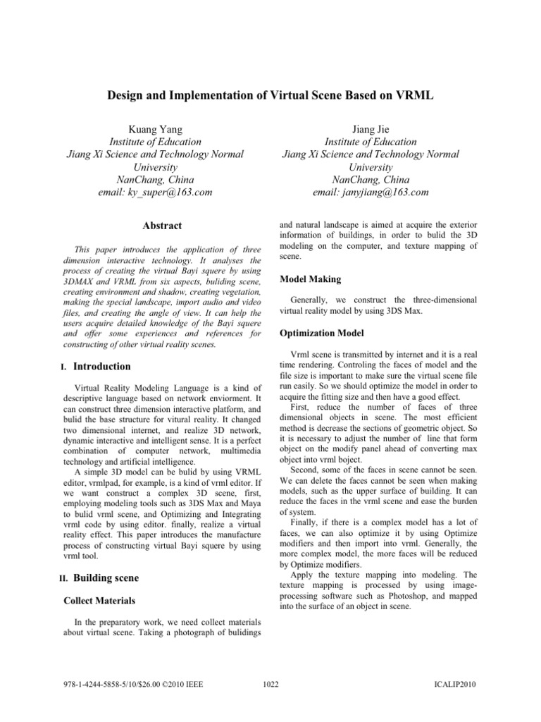 Design and Implementation of Virtual Scene Based on VRML | PDF | 3 D ...