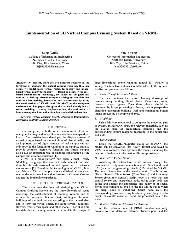 3D Virtual Campus System Using VRML | PDF | Autodesk 3ds Max | 3 D ...