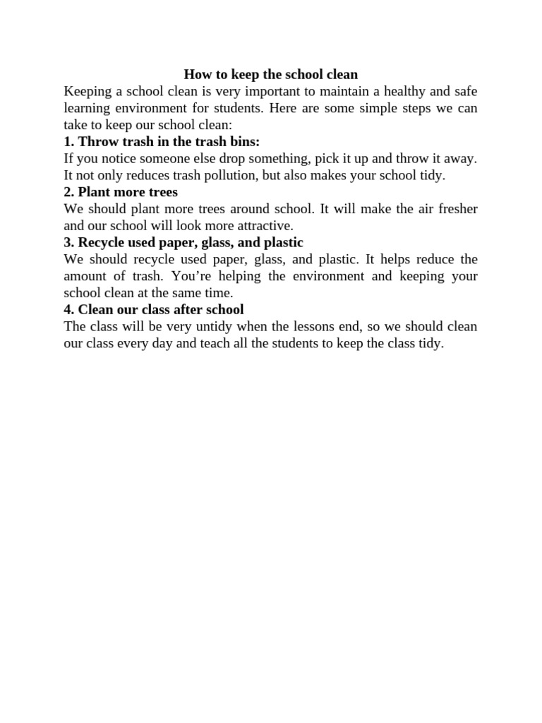 Tips for Keeping Schools Clean | PDF