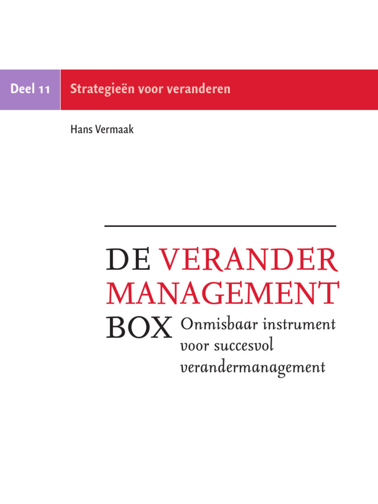 De VERANDER MANAGEMENT BOX - Deel 11 - Strategieën Voor Veranderen | PDF