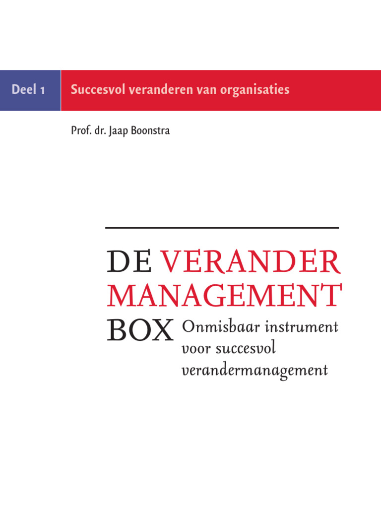 De VERANDER MANAGEMENT BOX - Deel 1 - Succesvol Veranderen Van ...