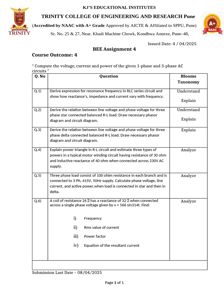 AC Circuit Analysis Assignment Guide | PDF