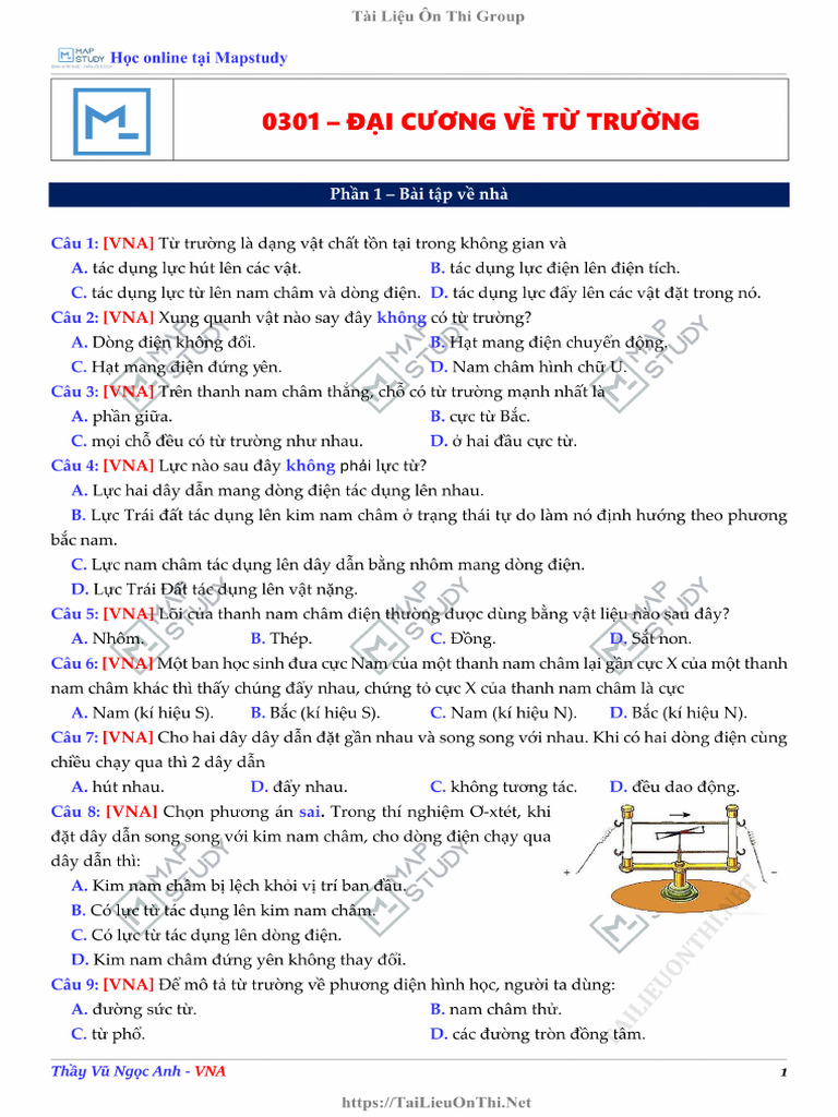 Đề - 0301 - Đại Cương Về Từ Trường | PDF