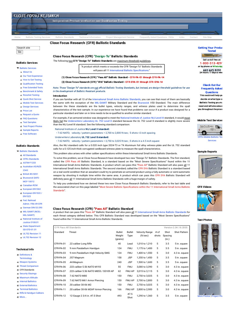 CFR Ballistic Testing Standards Guide | PDF | Ballistics | Firearms