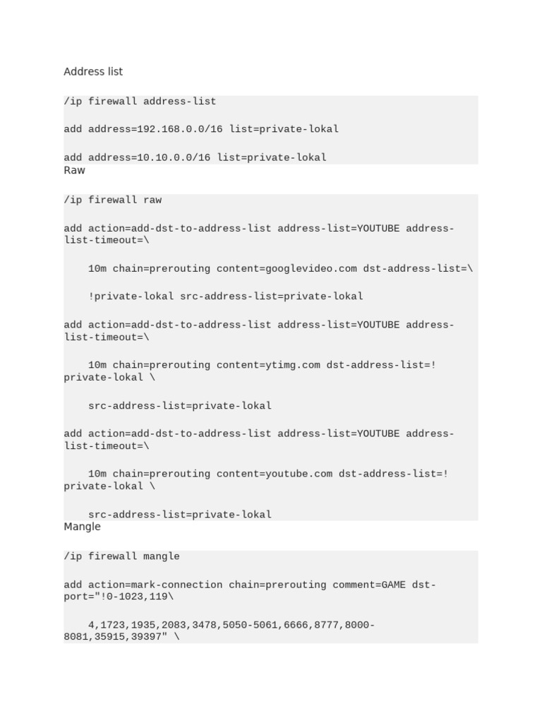 Firewall Address List Configuration | PDF