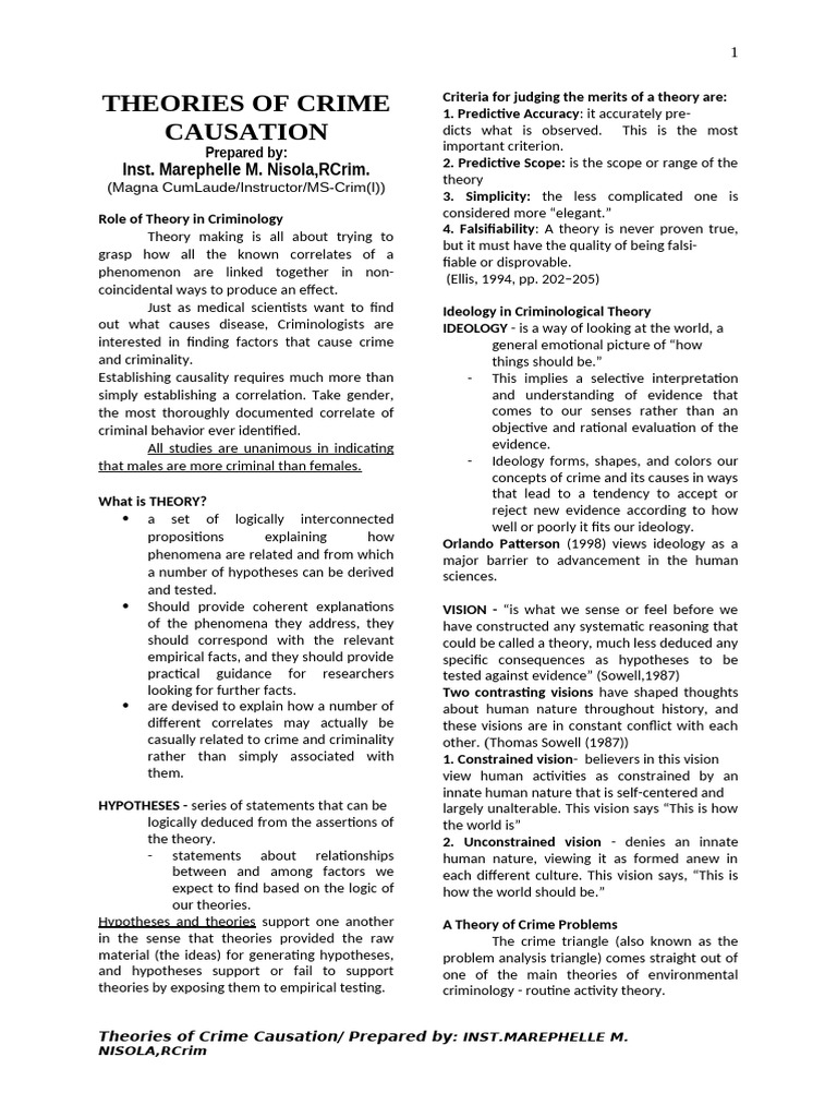 Theories of Crime Causation Explained | PDF | Crimes | Crime & Violence