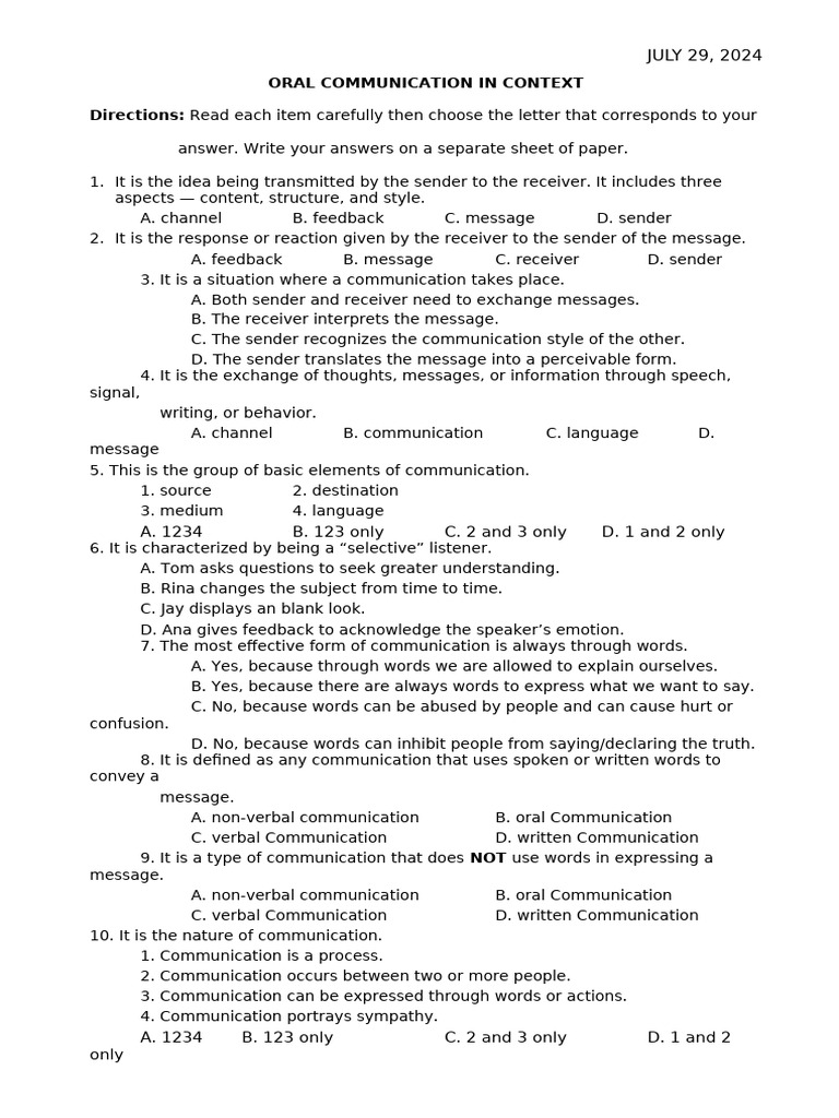 Oral Communication in Context | PDF | Communication | Human Communication