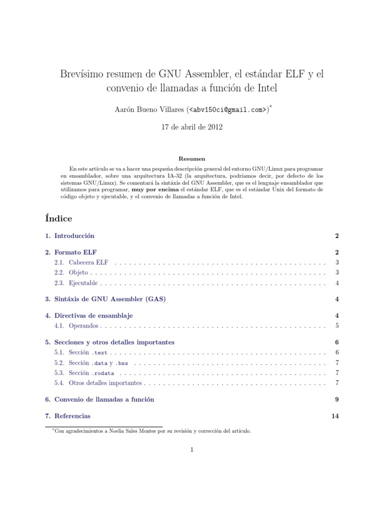 Guia Gnu Assembler | PDF | Lenguaje ensamblador | Archivo de computadora
