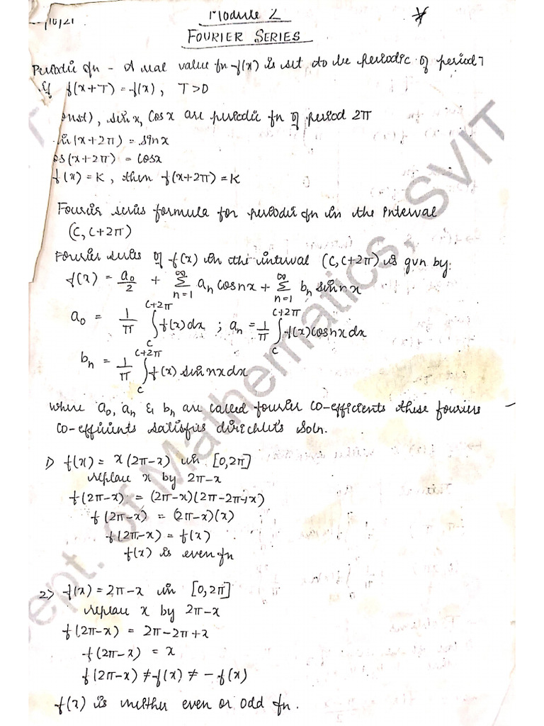 Fourier Series SVIT Notes | PDF