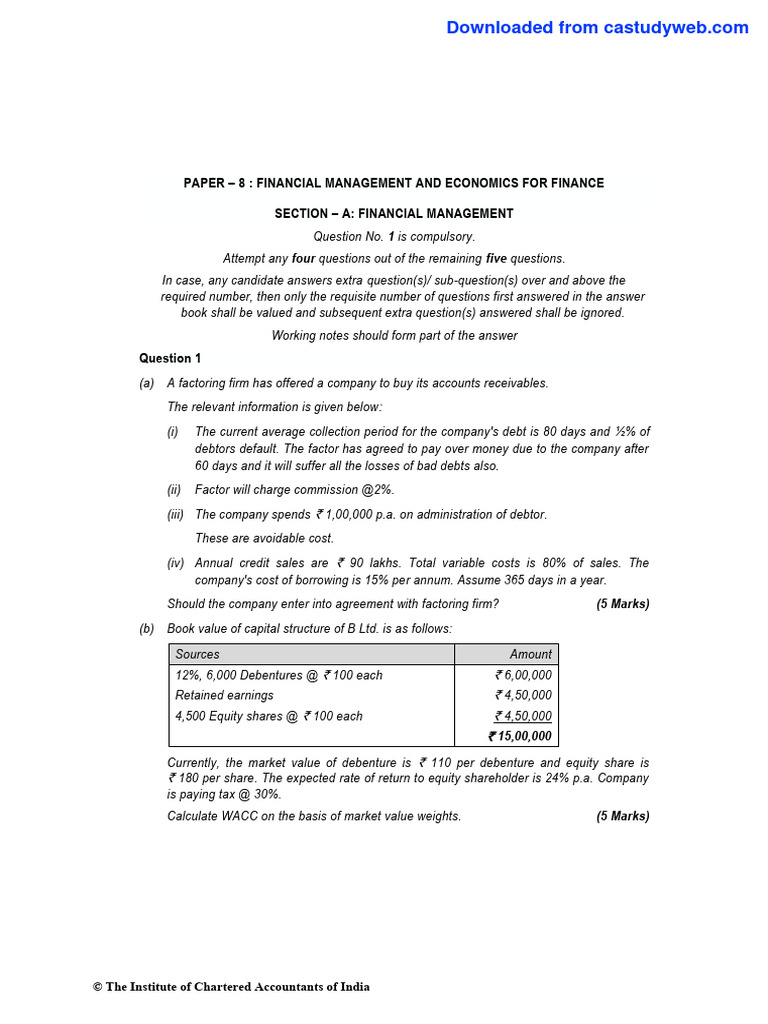 Financial Management Exam Paper Insights | PDF