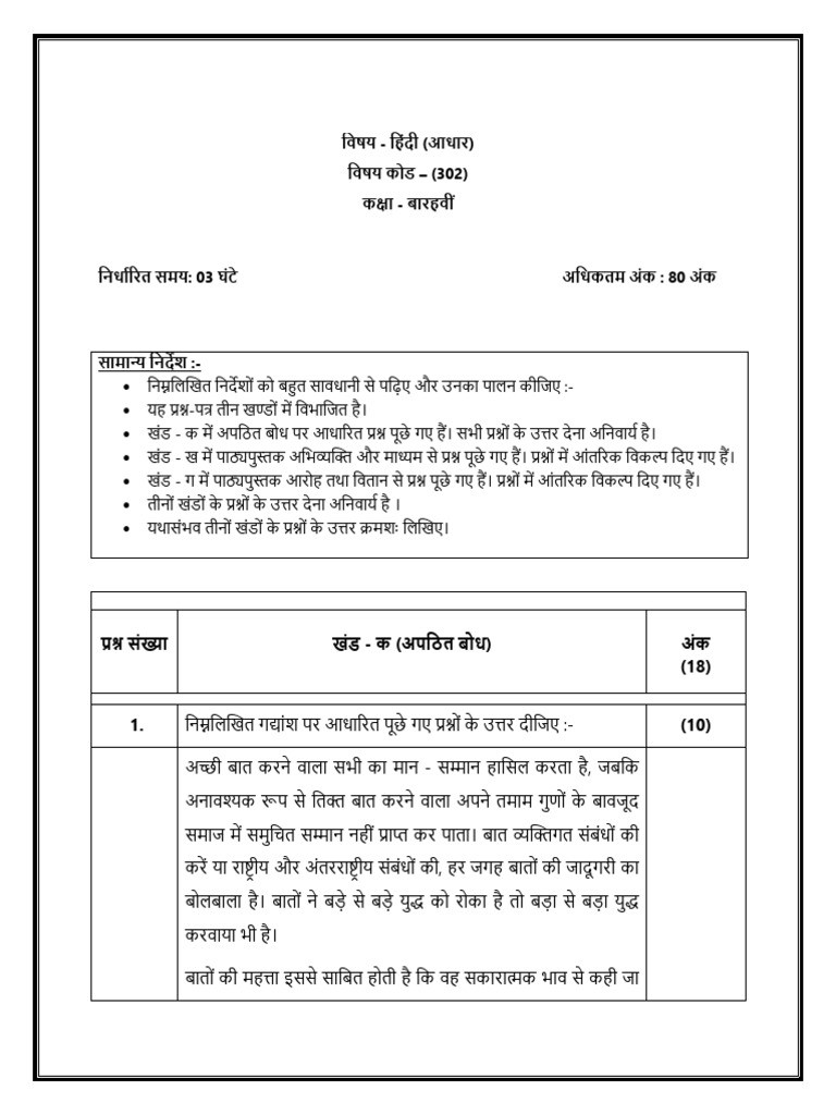 Class 12th Hindi Core 3 Set | PDF