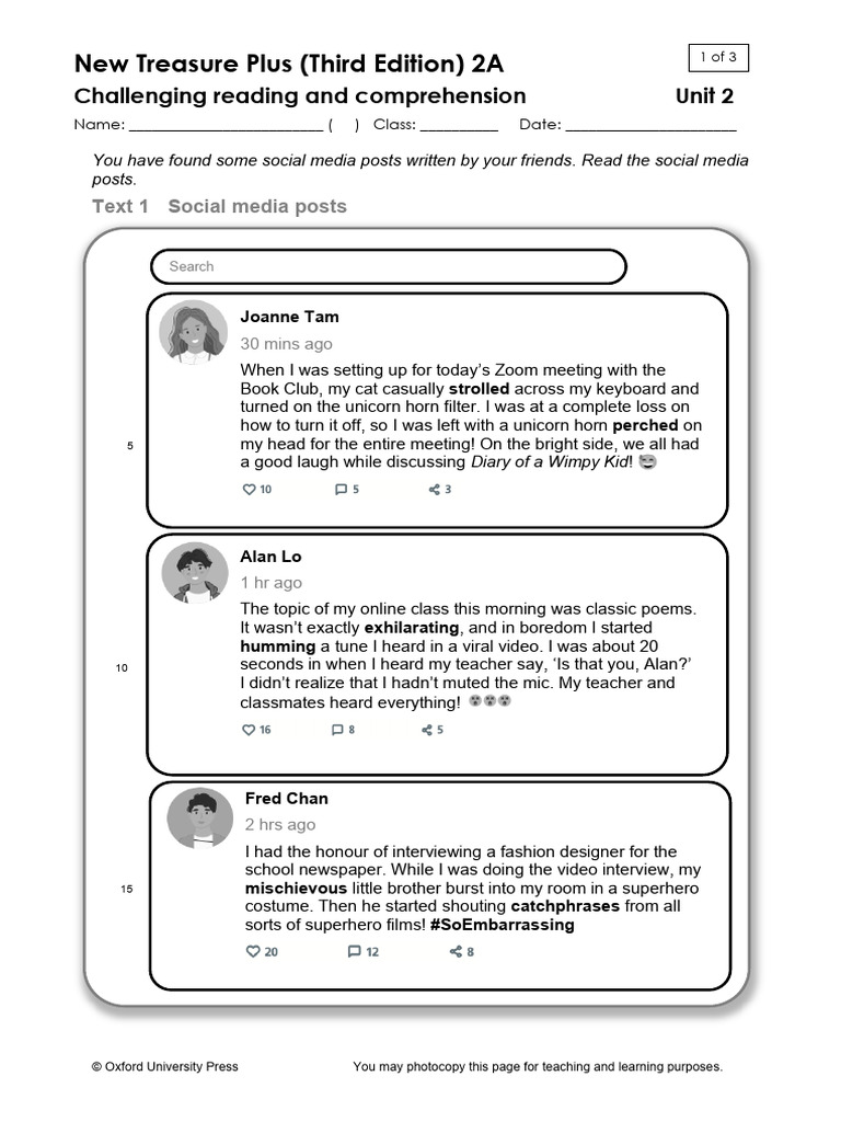 Unit 2 Reading and Vocabulary Booklet | PDF | Learning