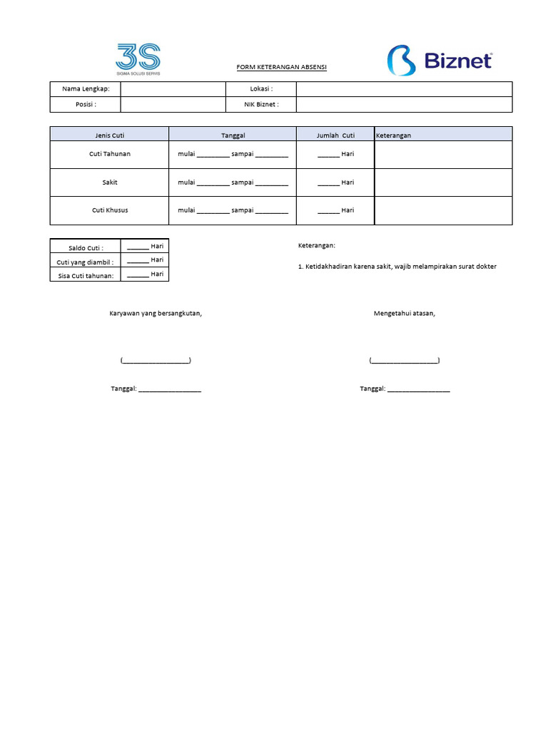 Form Ket Absensi | PDF