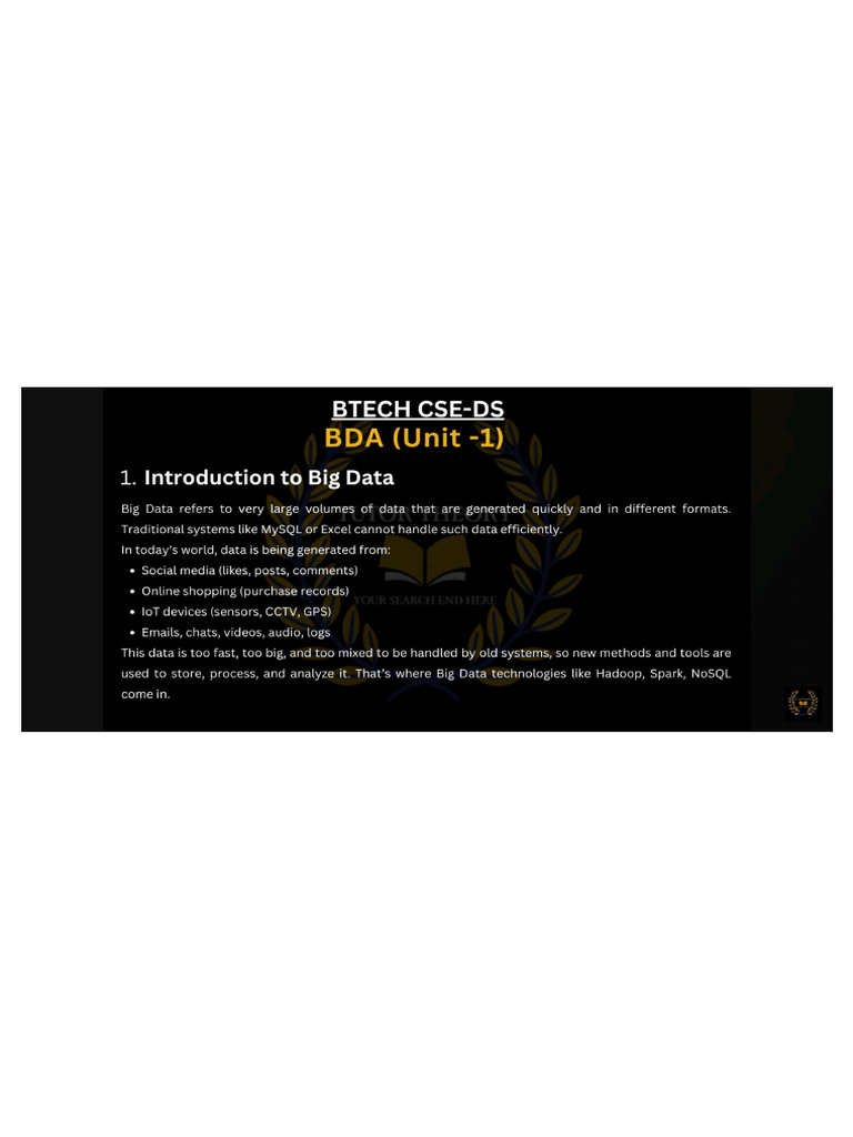 Unit 1 Big Data | PDF