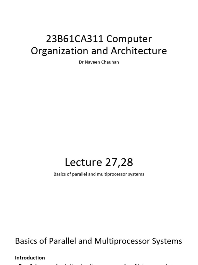 Parallel and Multiprocessor Systems Overview | PDF | Parallel Computing ...