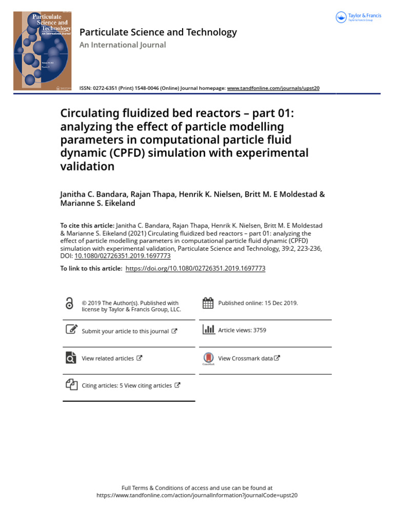 Circulating Fluidized Bed Reactors Part 01 Analyzing The Effect of ...