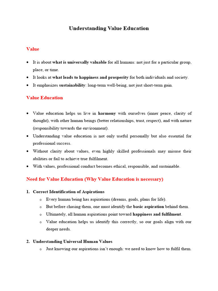 Uhv Note 1 | PDF | Value (Ethics) | Well Being