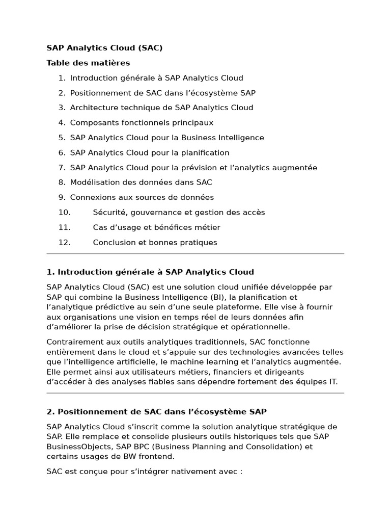 Guide complet sur SAP Analytics Cloud | PDF | Cloud computing ...