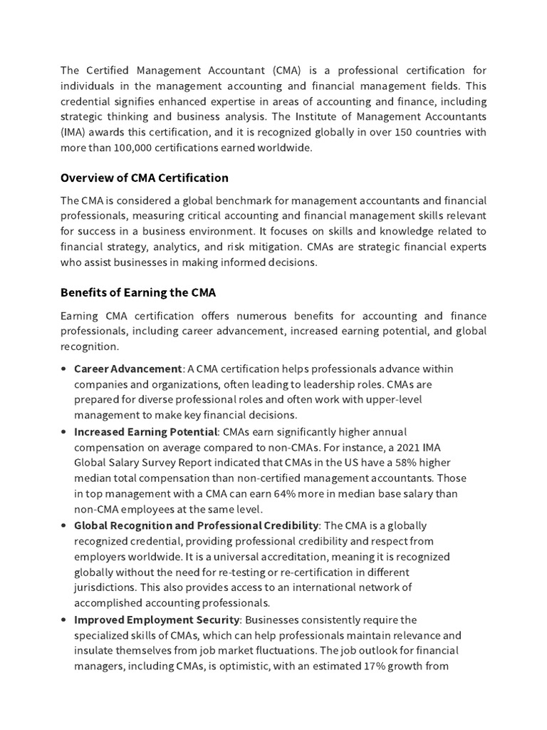 Us Cma | PDF | Management Accounting | Business