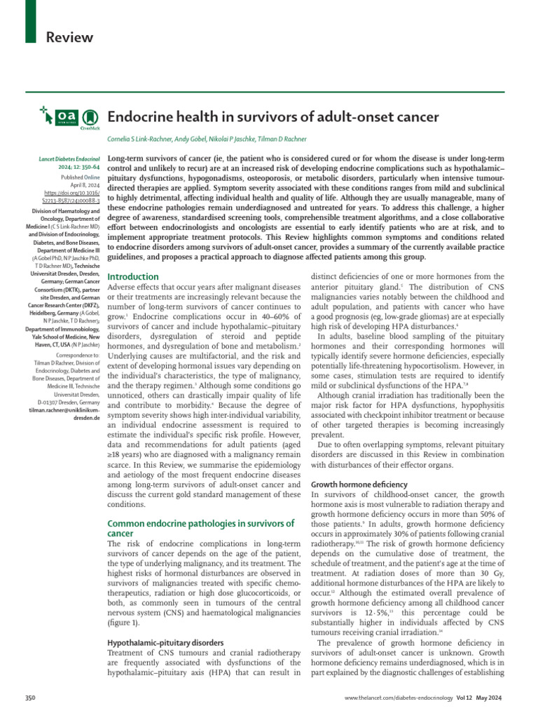 Endocrine Disorders in Cancer Survivors | PDF | Hypothyroidism ...